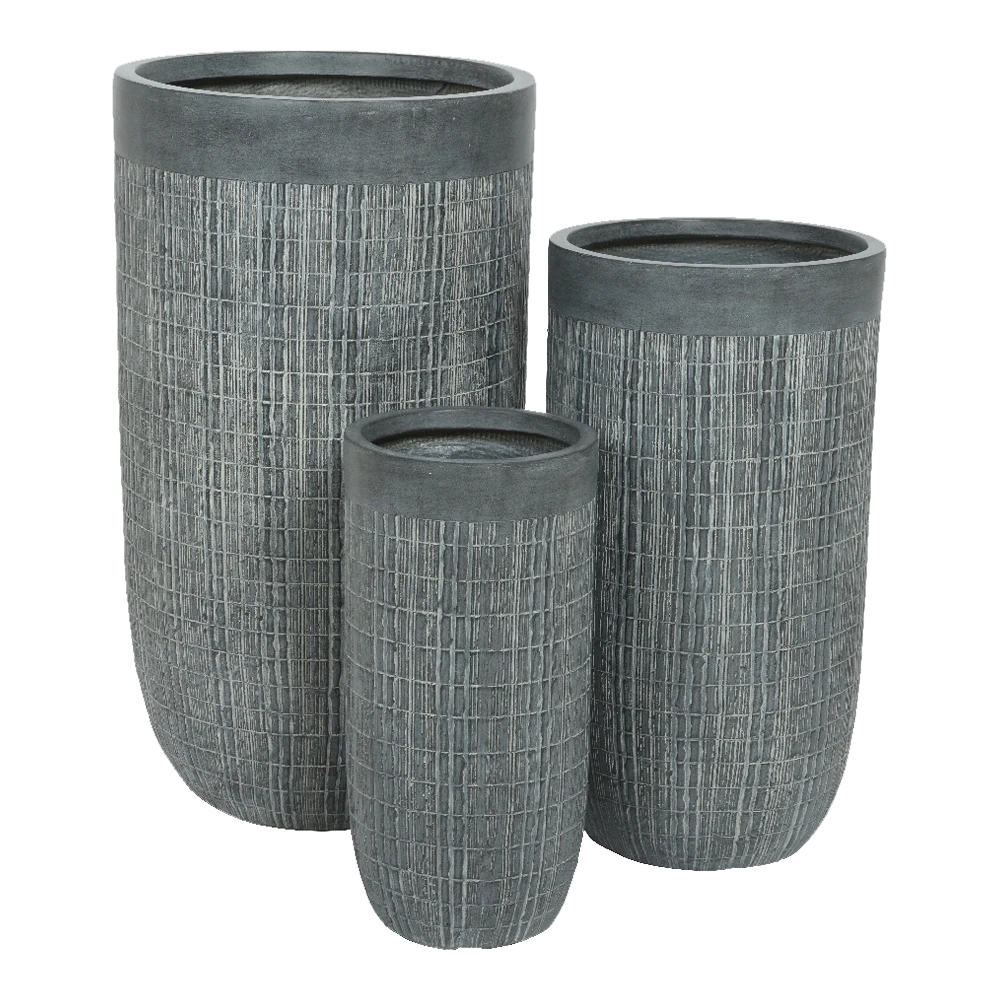 Bloempot Bryan Hoog - D24 X H49cm - Grijs 2 Bloempot Bryan Hoog - D24 X H49cm - Grijs - Afbeelding 2