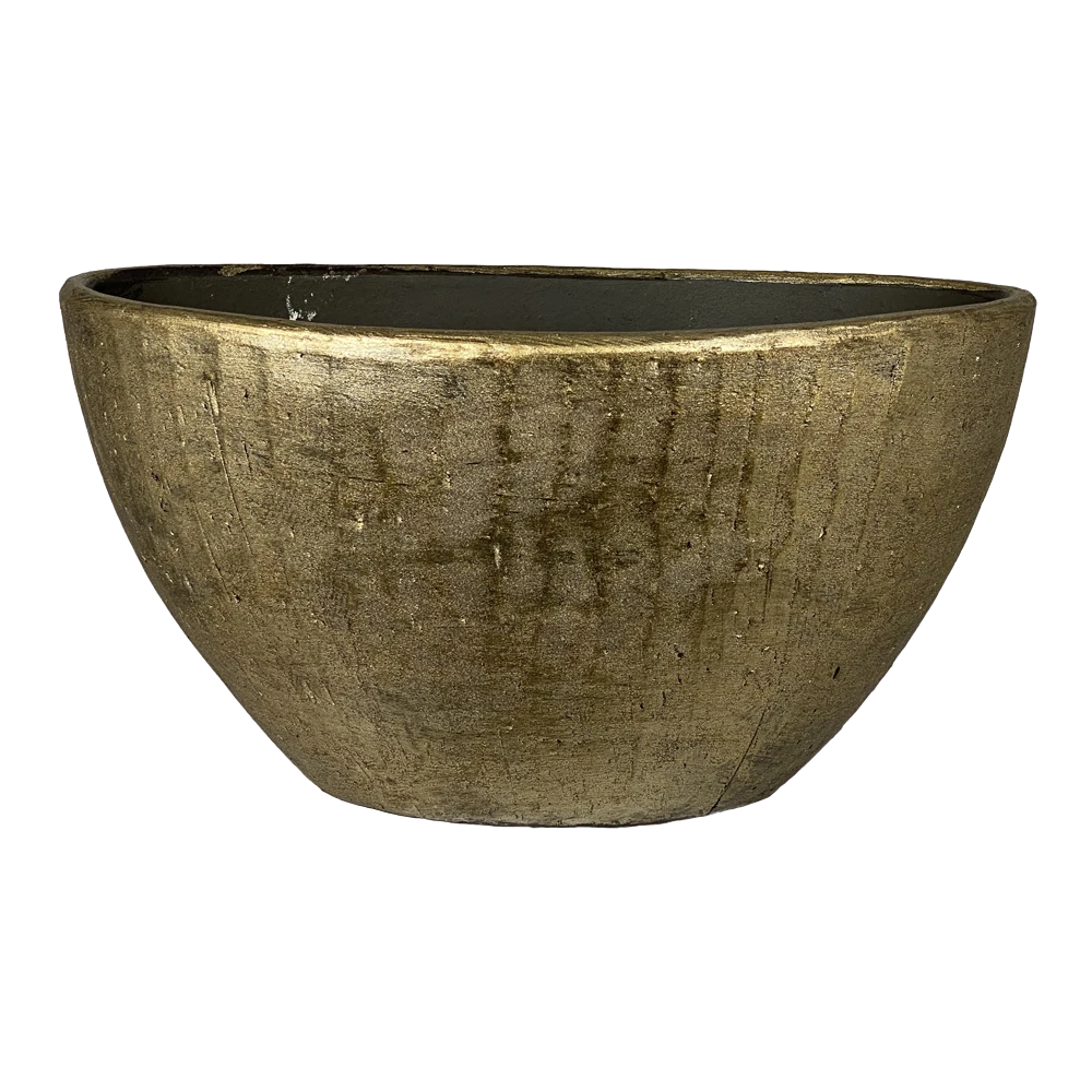 Bloempot Kos Ovaal - L35 X B16 X H19cm - Goud 1 Bloempot Kos Ovaal - L35 X B16 X H19cm - Goud