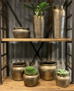 Bloempot Marrakesh - D24 X H21cm - Zilver Goud -Botanische Tuin bloempot marrakesh serie 3 1 3