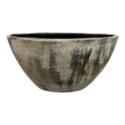 Bloempot Miami Ovaal - L35 X D16 X H19cm - Zwart Cement