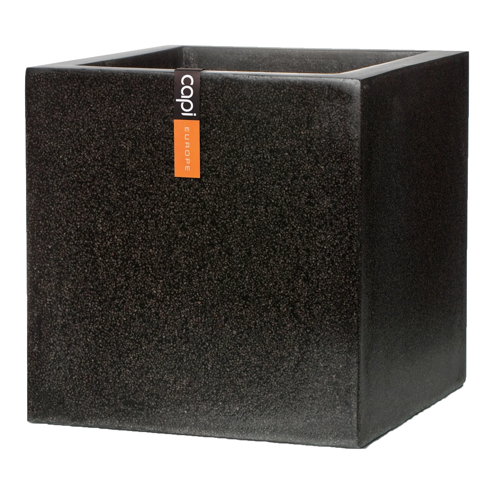 Capi Plantenbak Vierkant Lux Terrazo - L20 X B20 X H20cm - Zwart