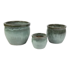 Bloempot Glazed Delta Rim - D28 X H24cm - Groen 3 Bloempot Glazed Delta Rim - D28 X H24cm - Groen -Botanische Tuin glazed delta rim moss green d28h24 bloempot groen 6 4
