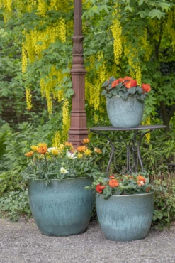 Bloempot Glazed Egg - D38 X H32cm - Groen -Botanische Tuin glazed egg pot moss green d38h32 bloempot groen 7 6