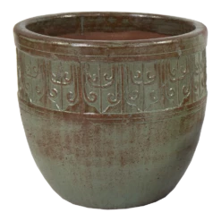 Bloempot Glazed Off Egg - D28 X H28cm - Groen