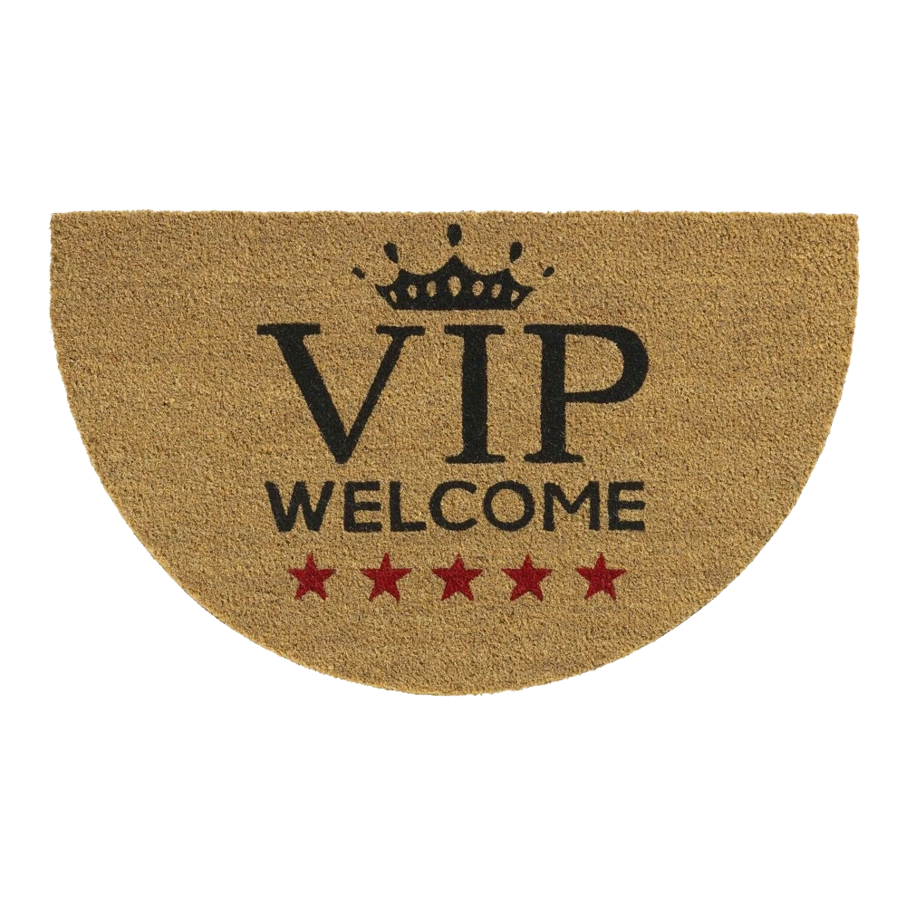 HAMAT Kokosmat Ruco VIP Welcome Halfrond - 75x45cm - Naturel - Deurmat 1 HAMAT Kokosmat Ruco VIP Welcome Halfrond - 75x45cm - Naturel - Deurmat