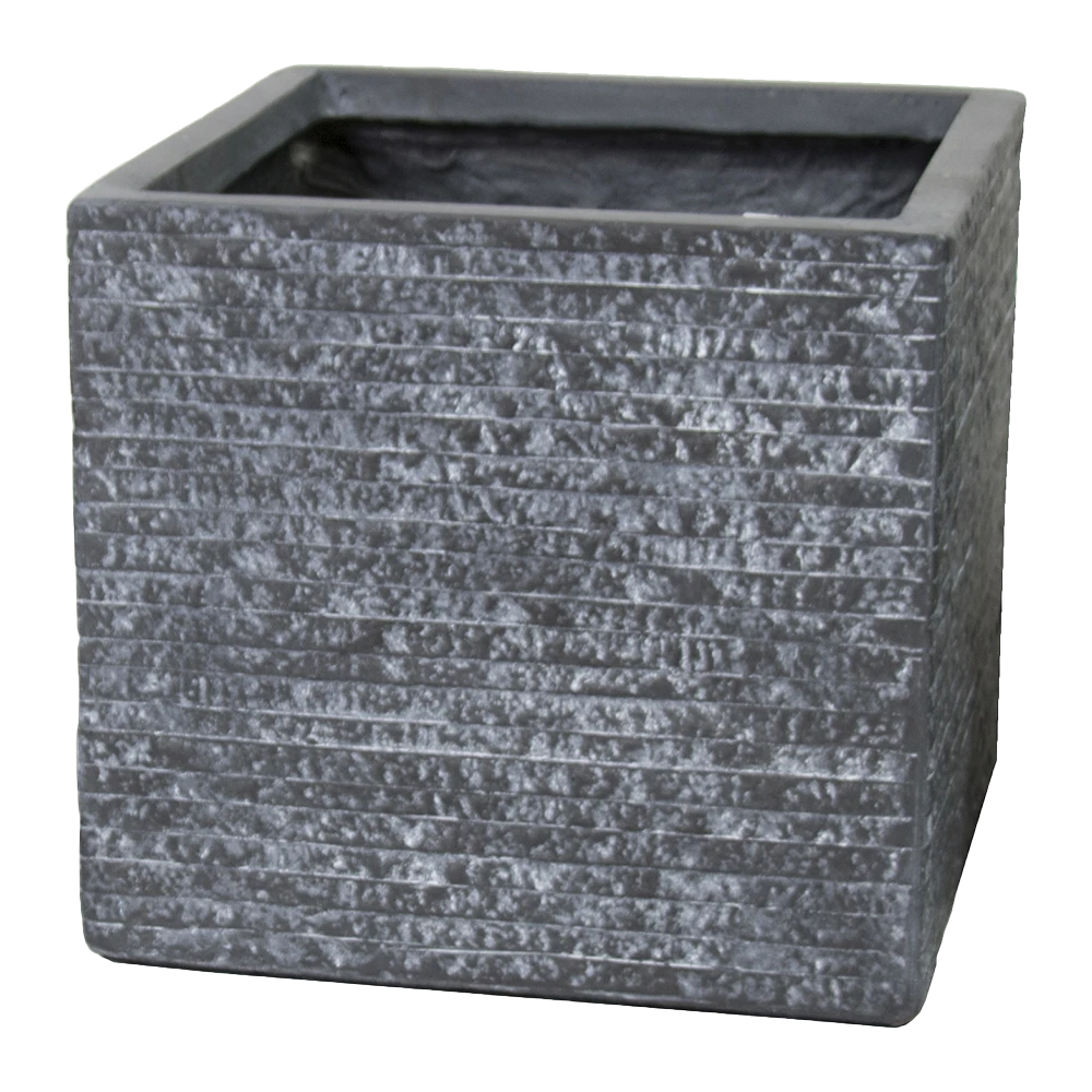 Plantenbak Utah Cubi - L44 X B44 X H38.5cm - Donkergrijs 1 Plantenbak Utah Cubi - L44 X B44 X H38.5cm - Donkergrijs