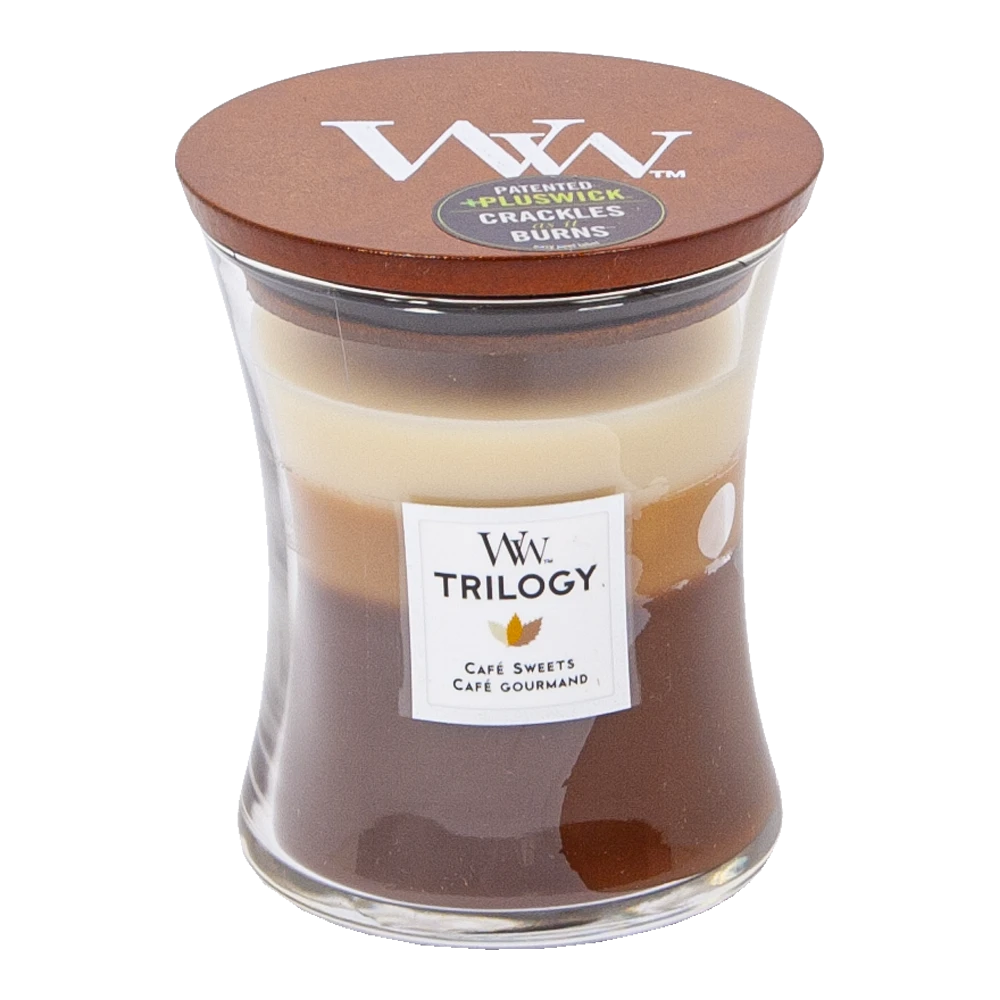 Woodwick Trilogy Cafu00e9 Sweets Medium Candle - Geurkaars 1 Woodwick Trilogy Cafu00e9 Sweets Medium Candle - Geurkaars