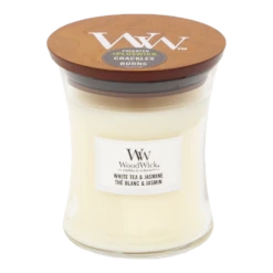 Woodwick White Tea & Jasmine Medium Candle - Geurkaars