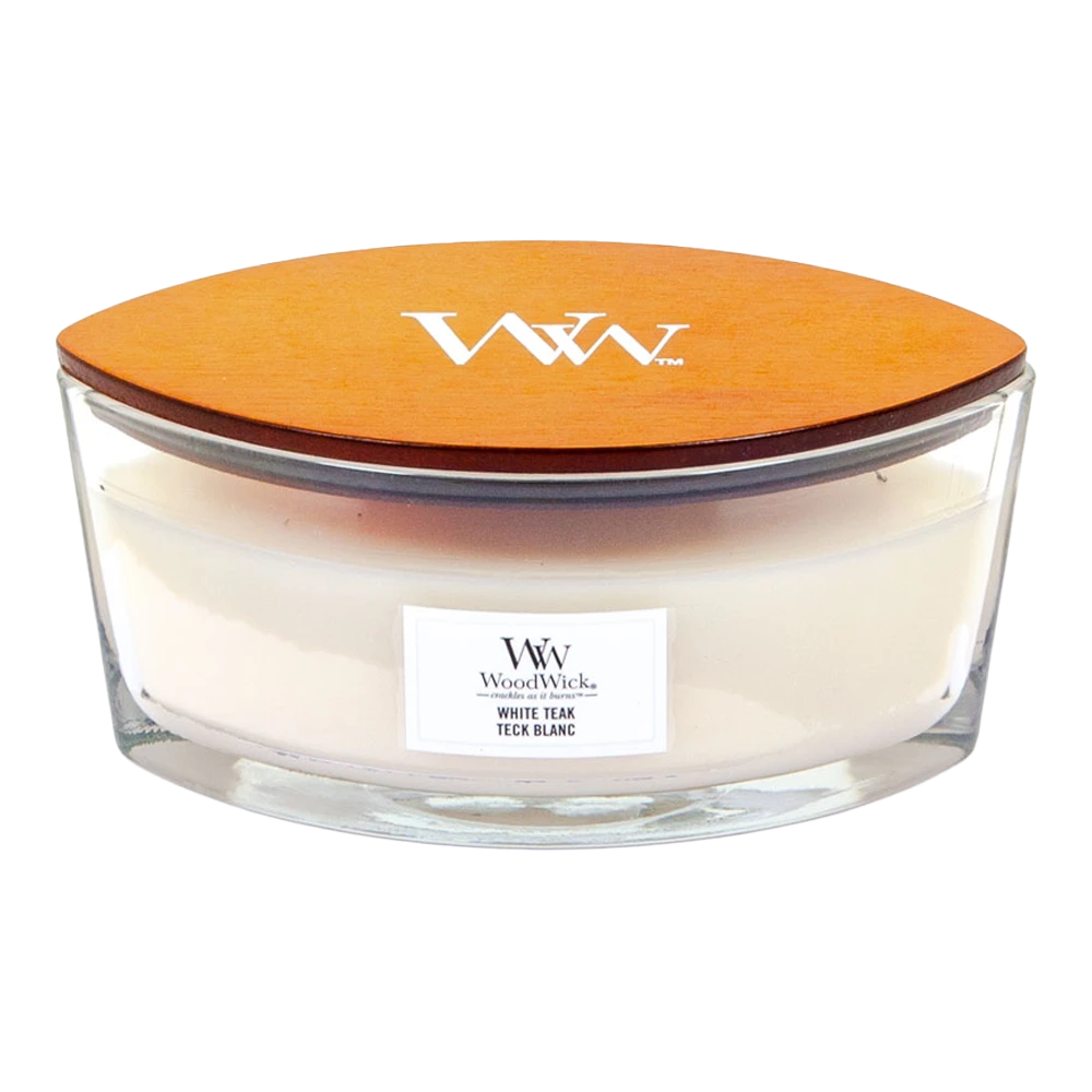 Woodwick White Teak Ellipse Candle - Geurkaars 1 Woodwick White Teak Ellipse Candle - Geurkaars